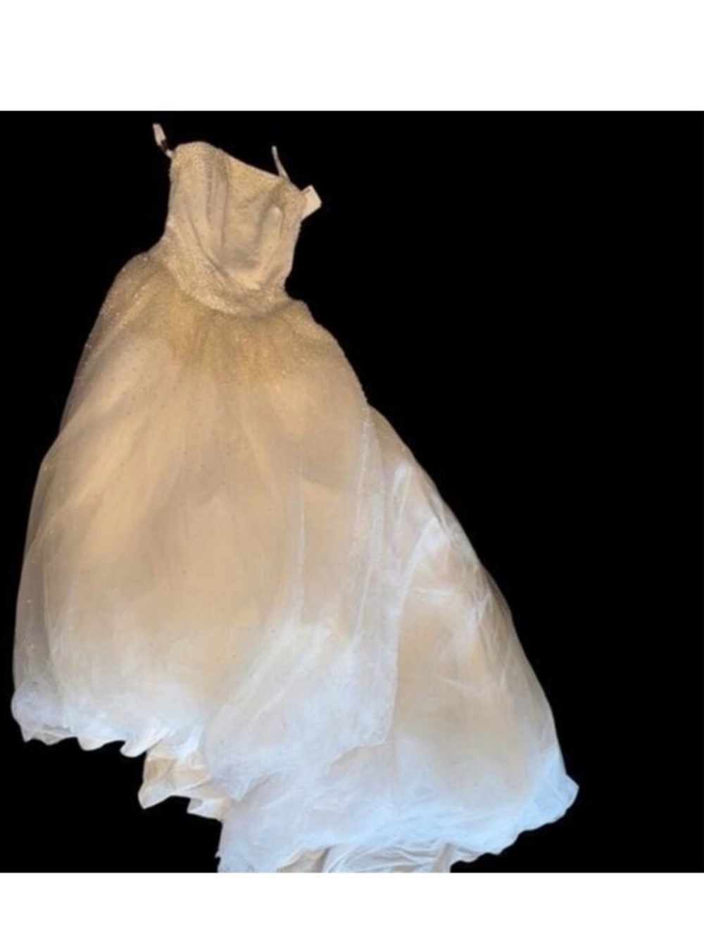 New Santa Monica Davids Bridal pearl strapless ball gown weddingf dress w train